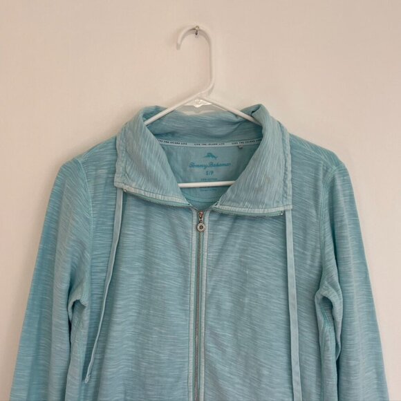 TOMMY BAHAMA Aqua Blue Full Zip Long Sleeve 100% Cotton Lightweight Sweatshirt S - Picture 2 of 12